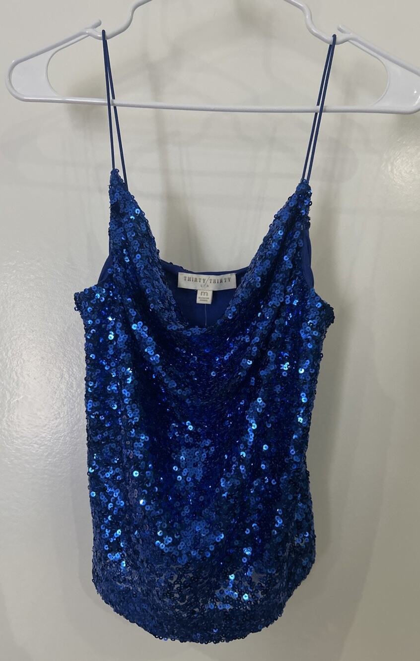 Thirty Thirty Women’s Size M Blue Sequin Tank NWT